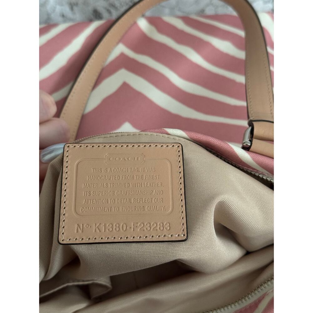 Coach Zebra Print Signature Stripe Tote F23283 Pink White EUC - Picture 12 of 13